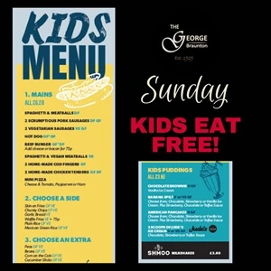 Looking to eat out with the Children, Kids eat free at the George every Sunday